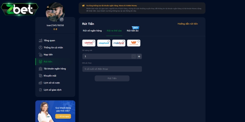 Điểm cần lưu ý để rút tiền thắng trên Zbet
